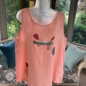 Alegre peach linen hand-painted top❣️